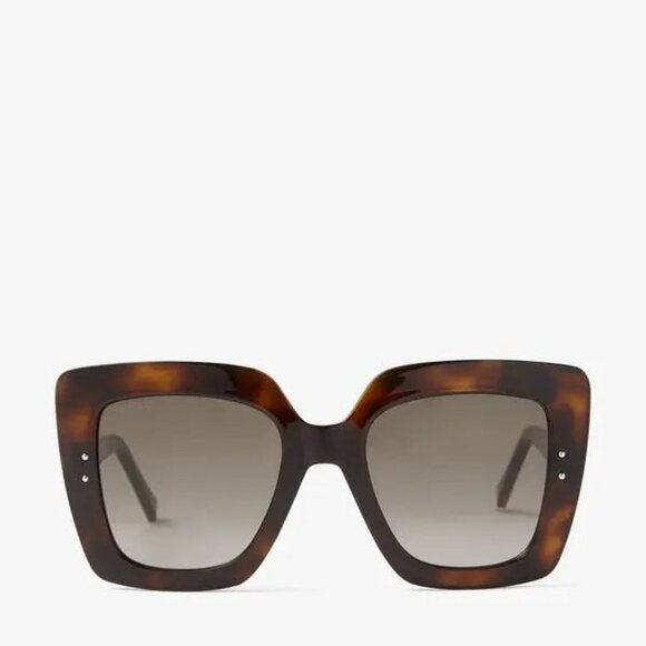 JIMMY CHOO Auri Dark Havana Square-Frame Sunglasses With Glitter Brown main image 8